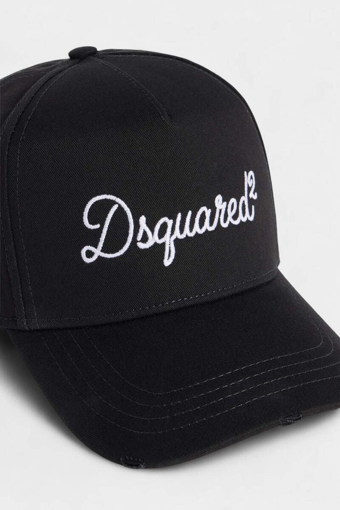 Dsquared2 Bcm097605c00001 Logo-Embroidered Baseball Cap — Black Cotton Caps