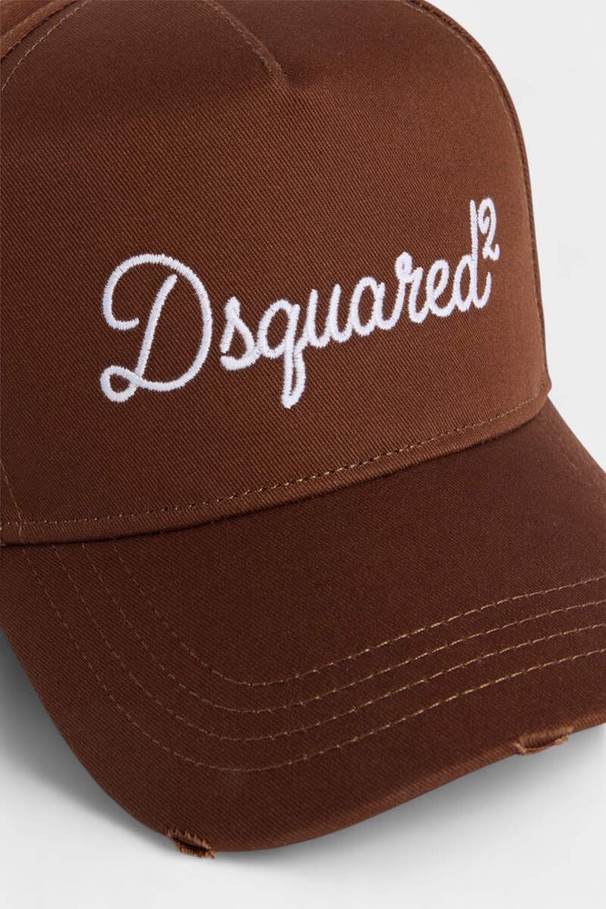 Dsquared2 Bcm097605c00001 Logo-Embroidered Baseball Cap — Brown Cotton Twill Caps