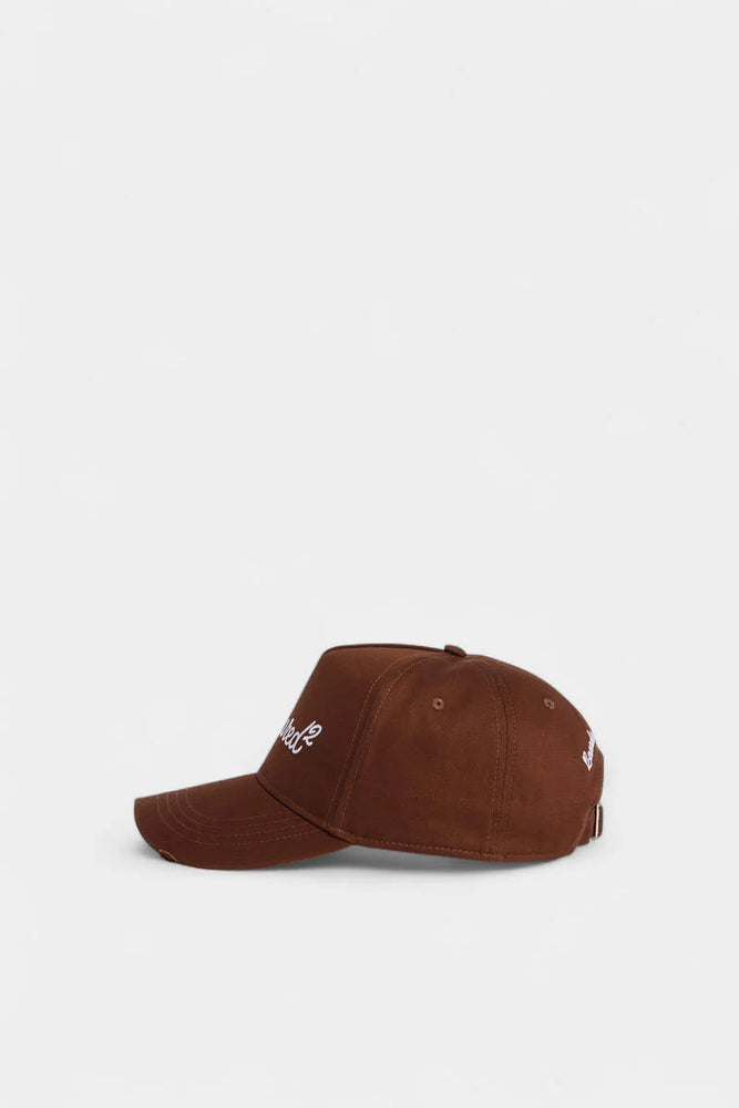 Dsquared2 Bcm097605c00001 Logo-Embroidered Baseball Cap — Brown Cotton Twill Caps