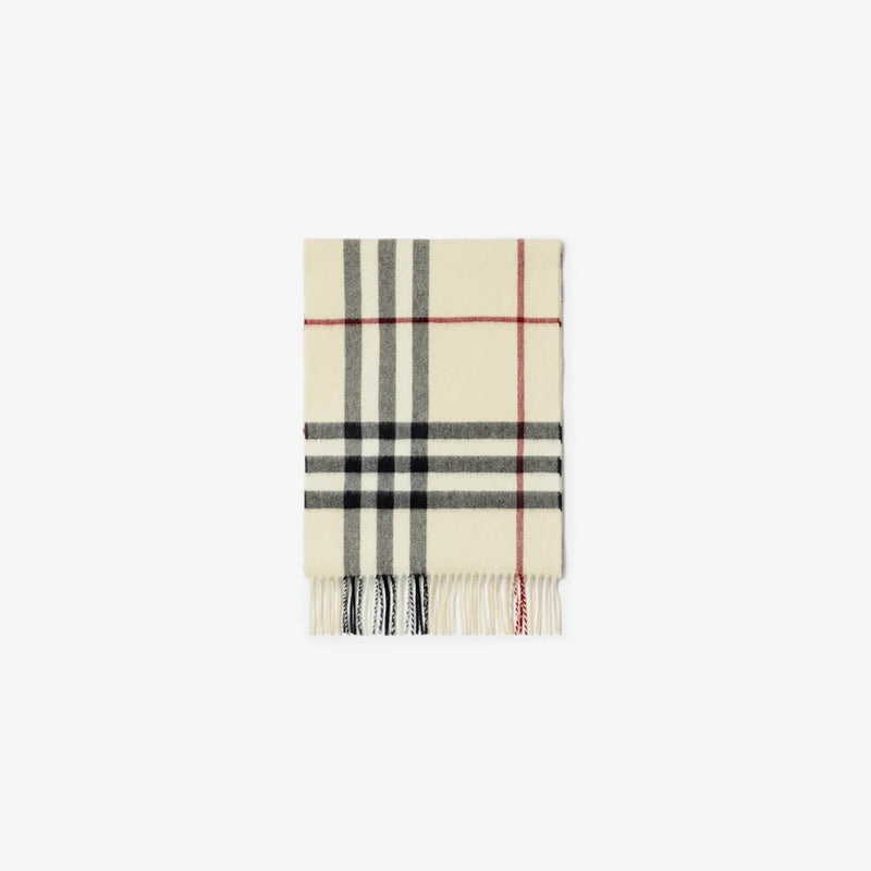 Burberry Check Wool Scarf — Ecru Blend Scarfs