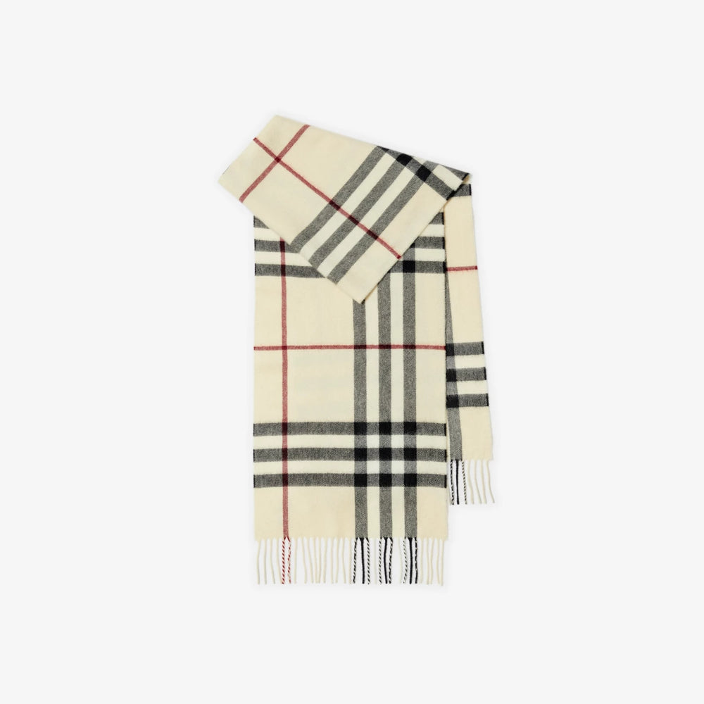 Burberry Check Wool Scarf — Ecru Blend Scarfs