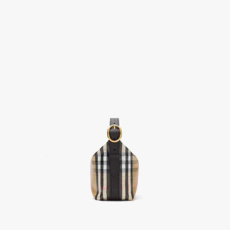 Burberry Burb Shoulder Bag — Beige Canvas With Leather Trim