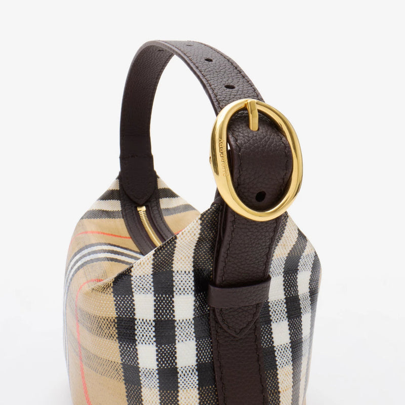 Burberry Burb Shoulder Bag — Beige Canvas With Leather Trim