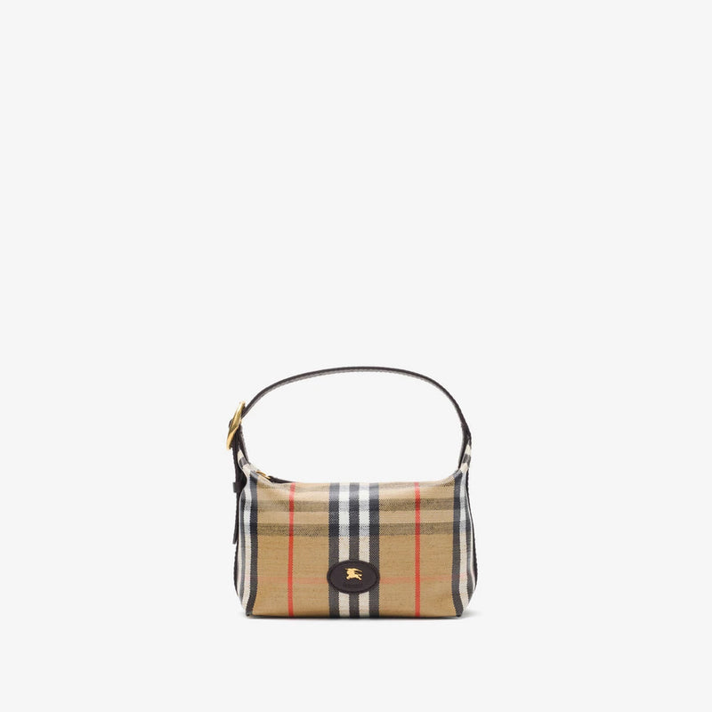 Burberry Burb Shoulder Bag — Beige Canvas With Leather Trim