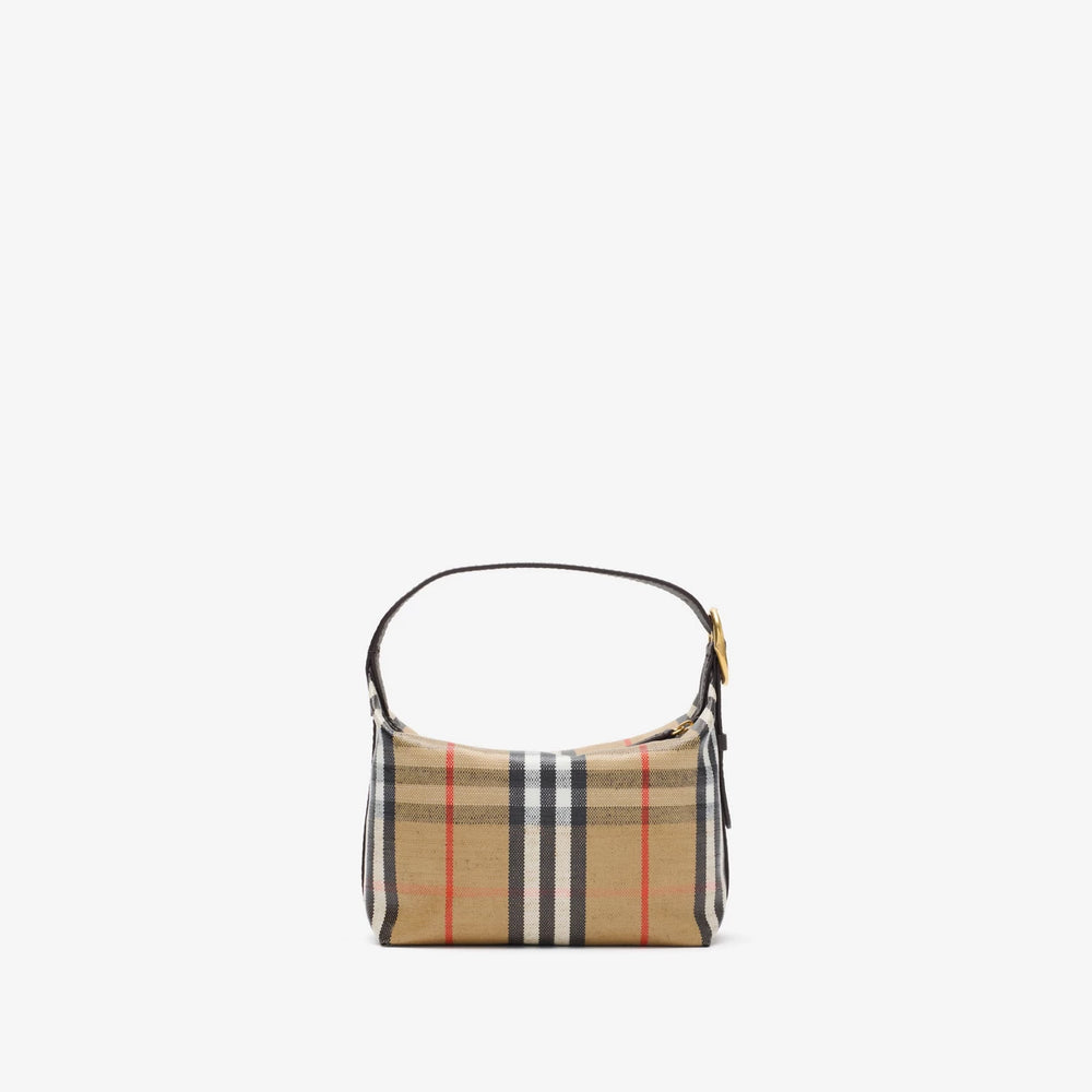 Burberry Burb Shoulder Bag — Beige Canvas With Leather Trim