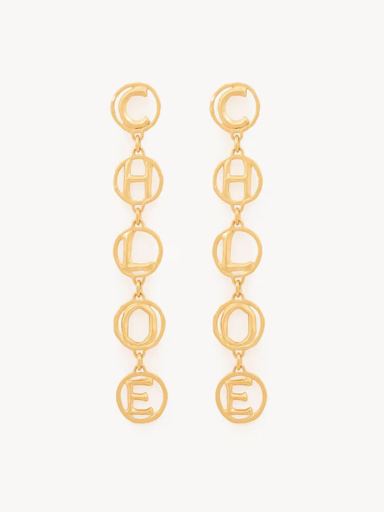 Chloé Logo-Charm Drop Earrings — Gold Gold-plated Metal