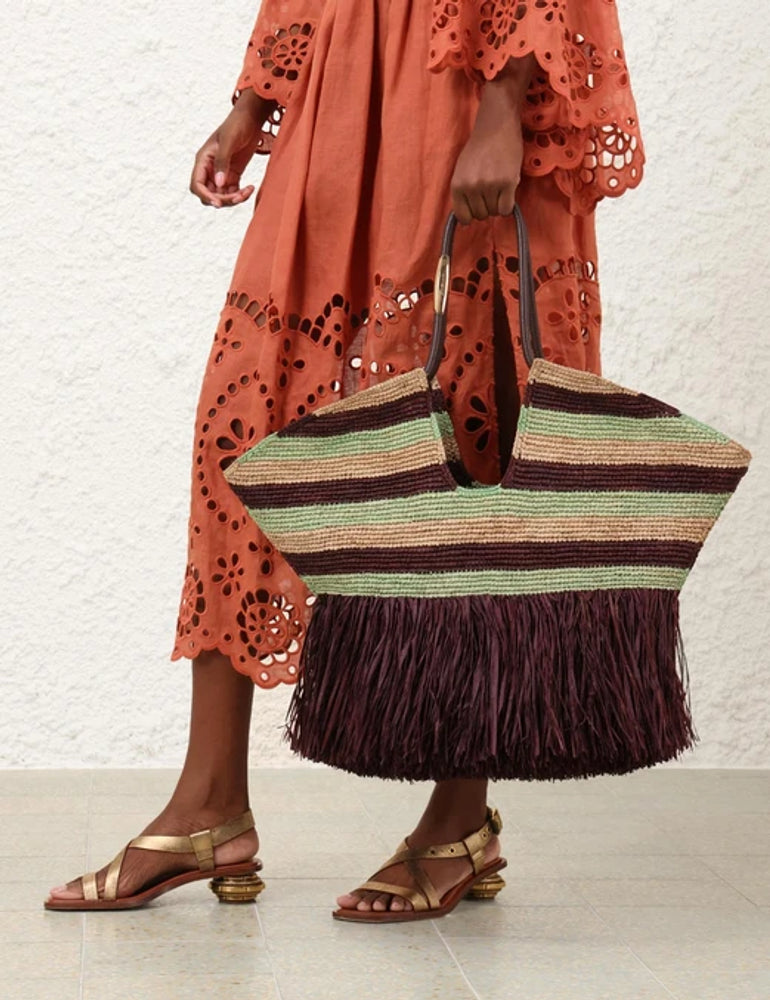 Zimmermann Brtr Shoulder Bag — Brown Straw
