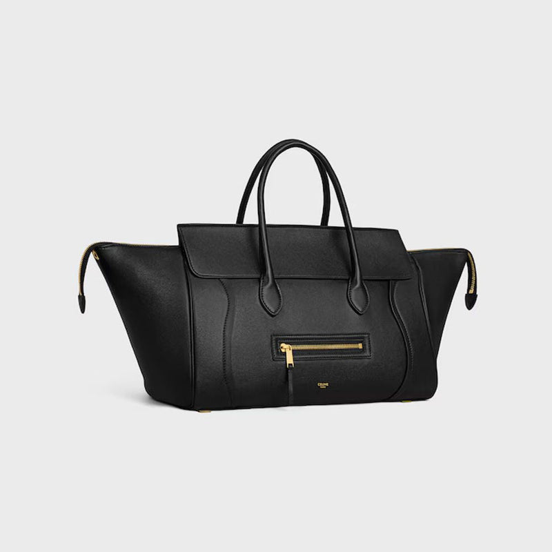 Celine Structured Leather Trapezoid Top Handle Bag — Black
