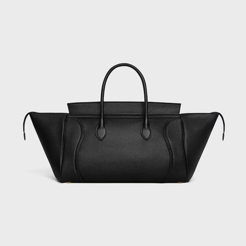 Celine Structured Leather Trapezoid Top Handle Bag — Black