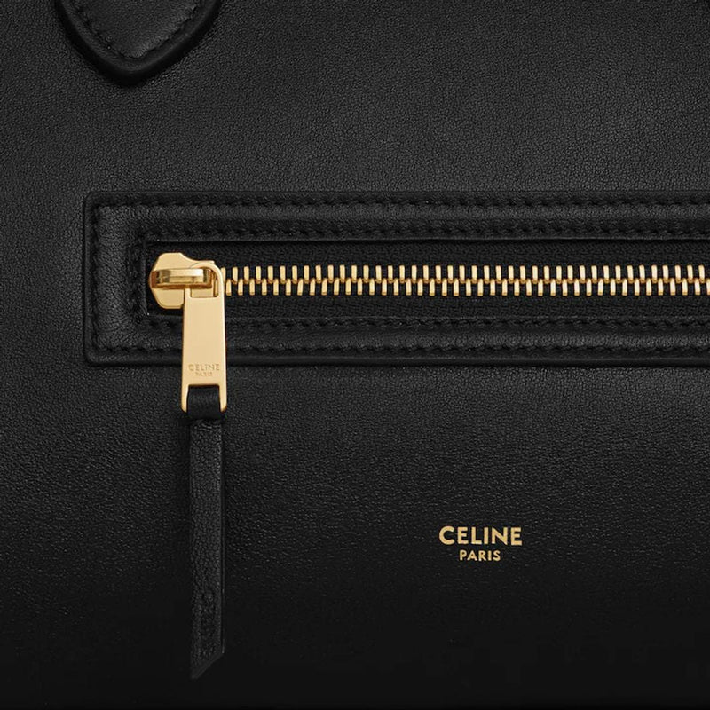 Celine Structured Leather Trapezoid Top Handle Bag — Black