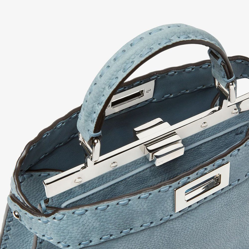 Fendi Peekaboo Top Handle Bag — Blue Leather