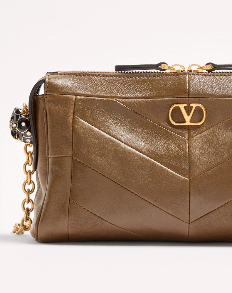 Valentino Garavani Val Shoulder Bag — Brown Leather