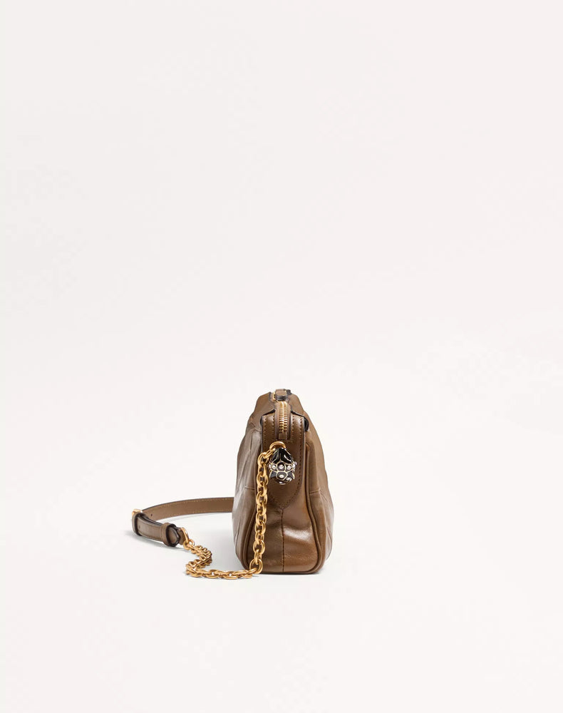 Valentino Garavani Val Shoulder Bag — Brown Leather