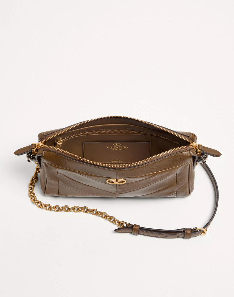 Valentino Garavani Val Shoulder Bag — Brown Leather