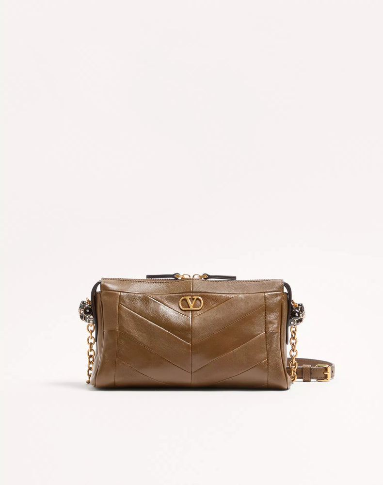 Valentino Garavani Val Shoulder Bag — Brown Leather