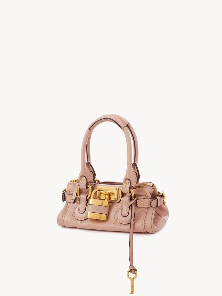 Chloé Leather With Gold-Tone Turnlock Shoulder Bag — Pink