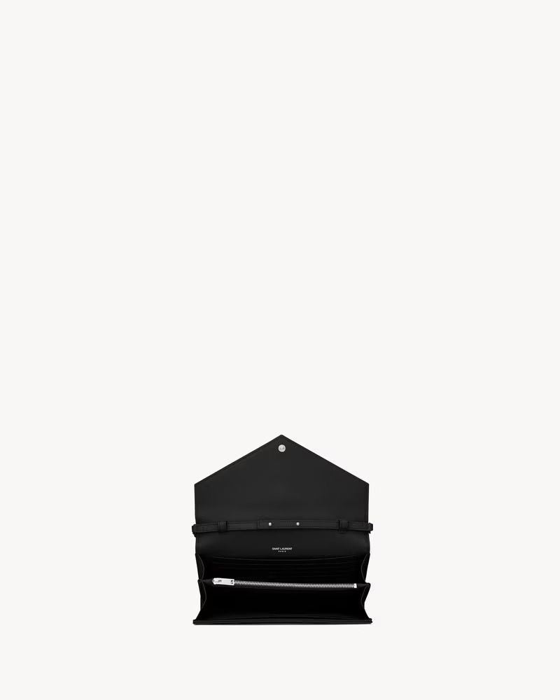 Saint Laurent Pocket Wallet — Black Quilted Leather