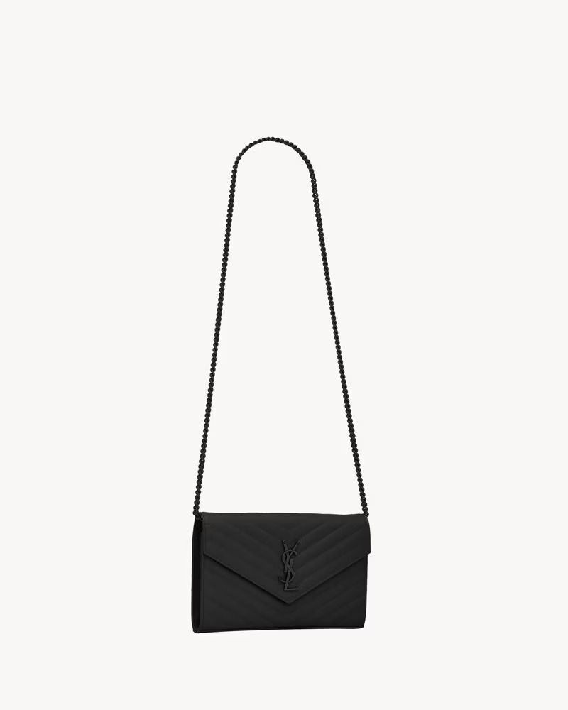 Saint Laurent Pocket Wallet — Black Quilted Leather