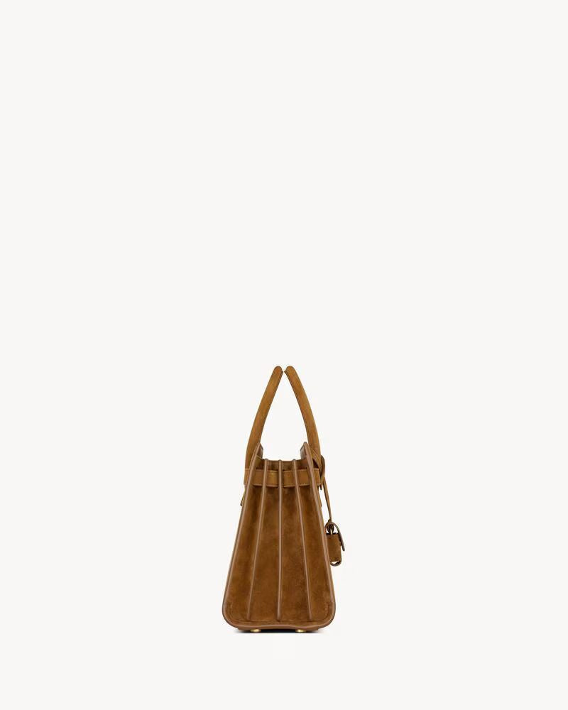 Saint Laurent Top Handle Bag — Brown Suede
