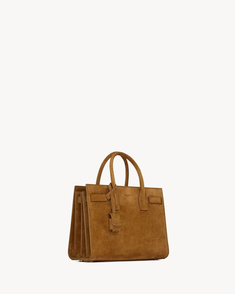 Saint Laurent Top Handle Bag — Brown Suede