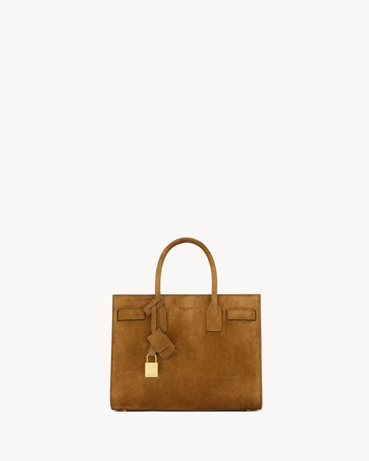 Saint Laurent Top Handle Bag — Brown Suede
