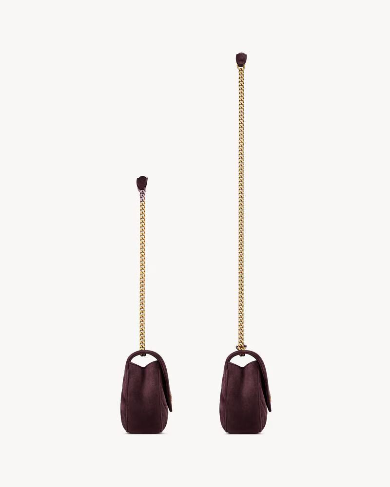Saint Laurent Sl E26 Shoulder Bag — Burgundy Suede