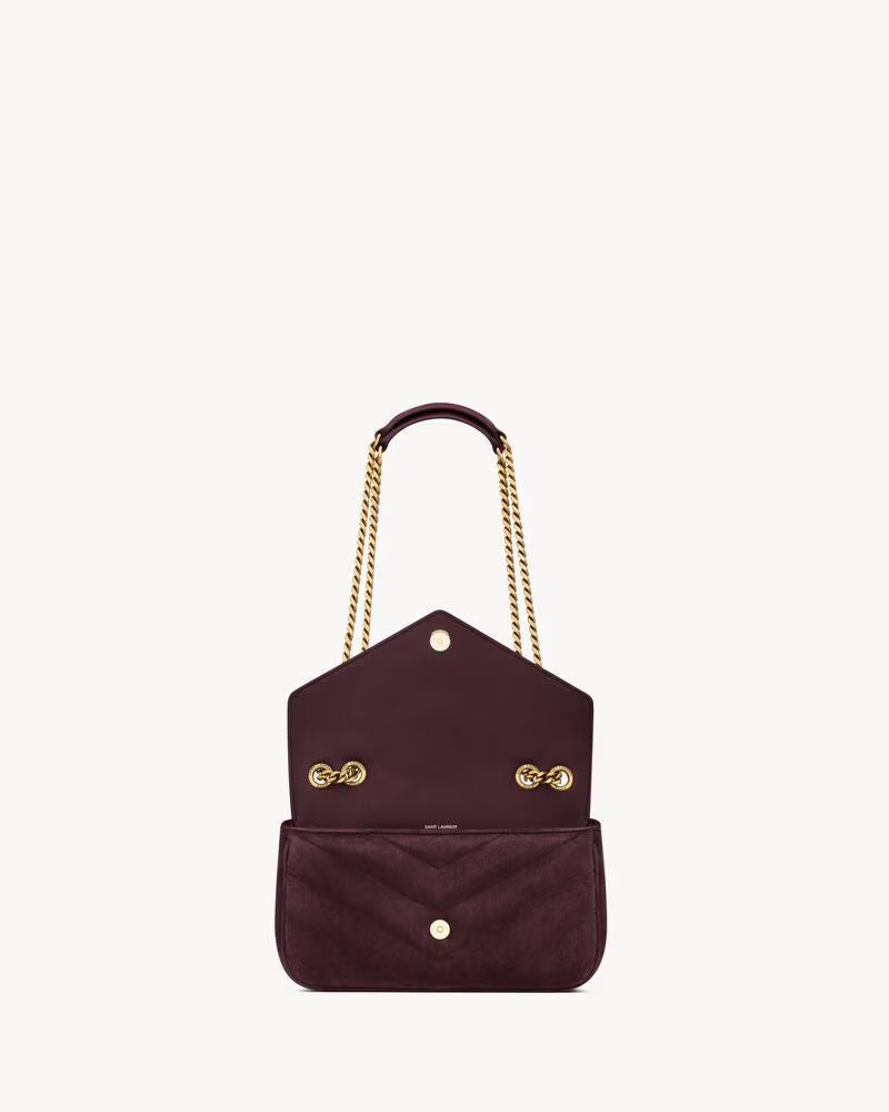 Saint Laurent Sl E26 Shoulder Bag — Burgundy Suede