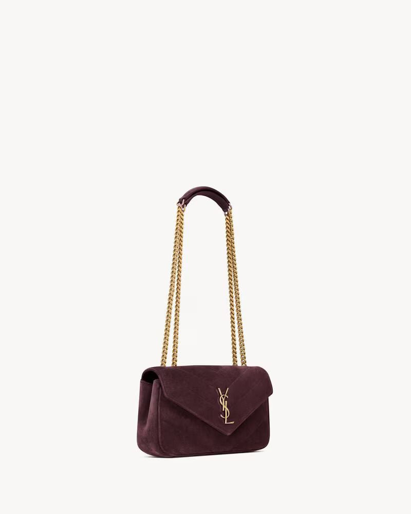 Saint Laurent Sl E26 Shoulder Bag — Burgundy Suede