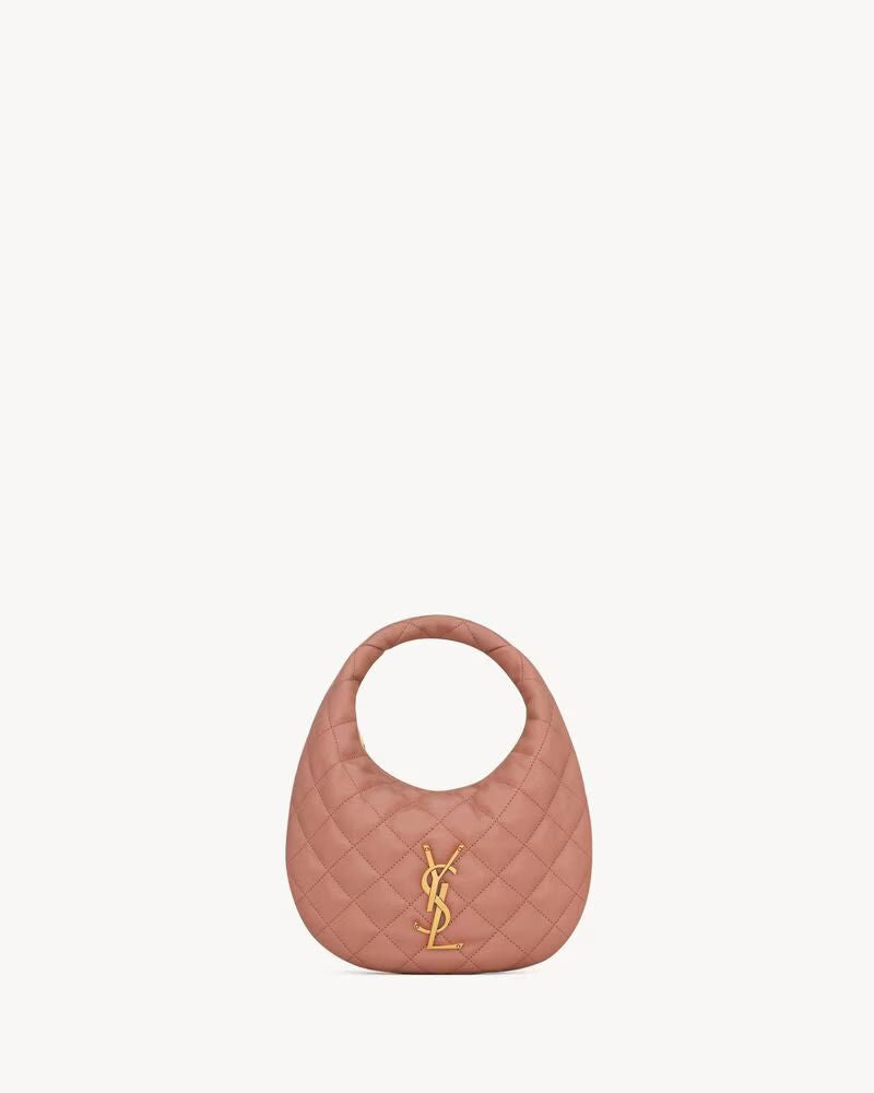 Saint Laurent Hobo Mini Bag — Rose Quilted Leather