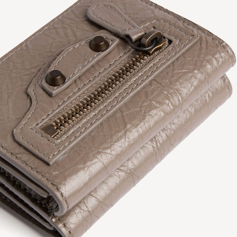 Balenciaga Card Case — Taupe Crinkled Leather Cases