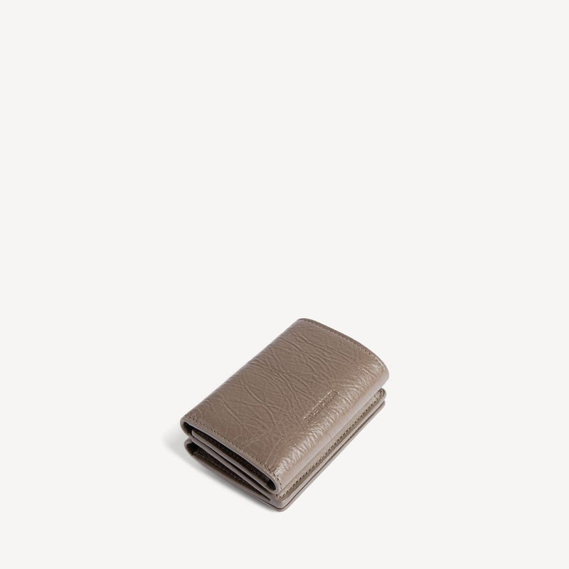 Balenciaga Card Case — Taupe Crinkled Leather Cases