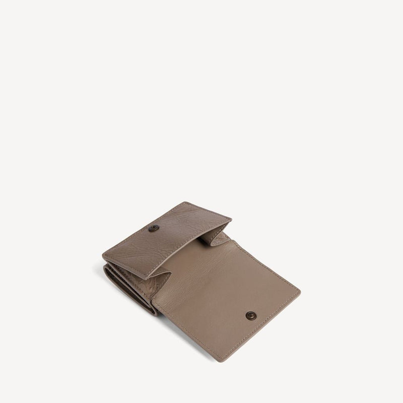 Balenciaga Card Case — Taupe Crinkled Leather Cases