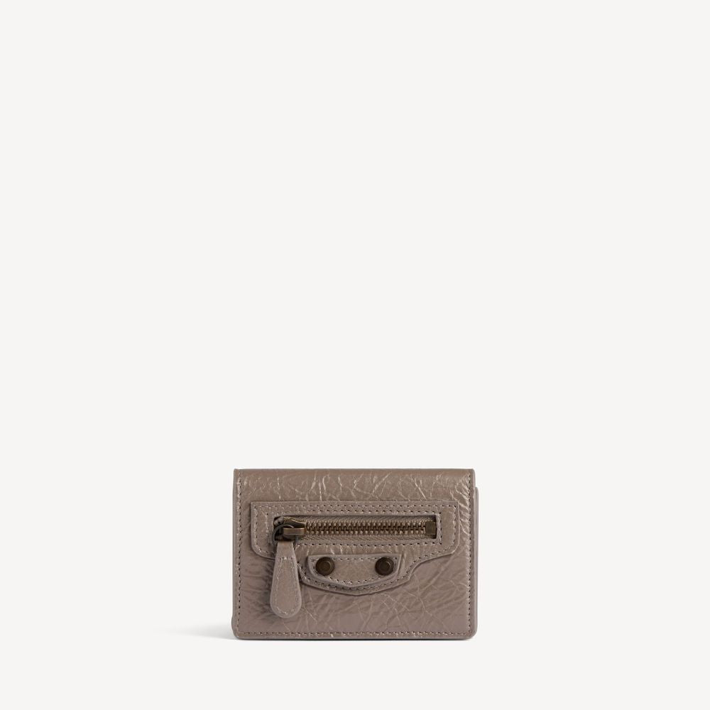 Balenciaga Card Case — Taupe Crinkled Leather Cases