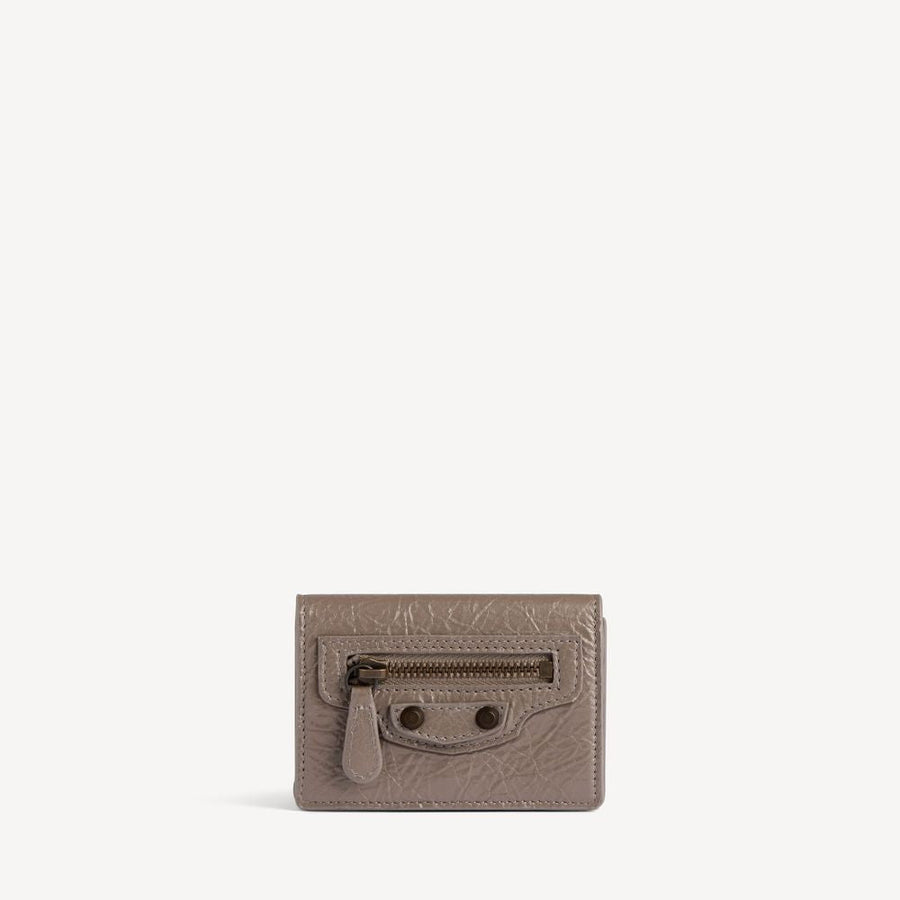 Balenciaga Card Case — Taupe Crinkled Leather Cases