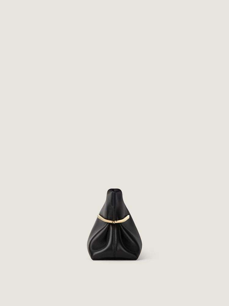 Givenchy Gold-Hardware Leather Clutch — Black
