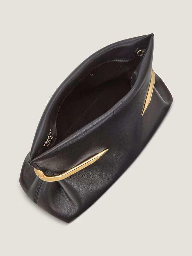 Givenchy Gold-Hardware Leather Clutch — Black