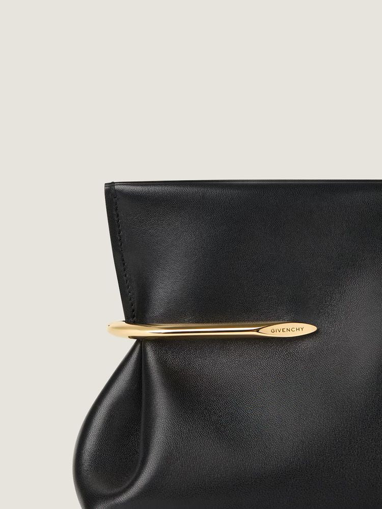 Givenchy Gold-Hardware Leather Clutch — Black