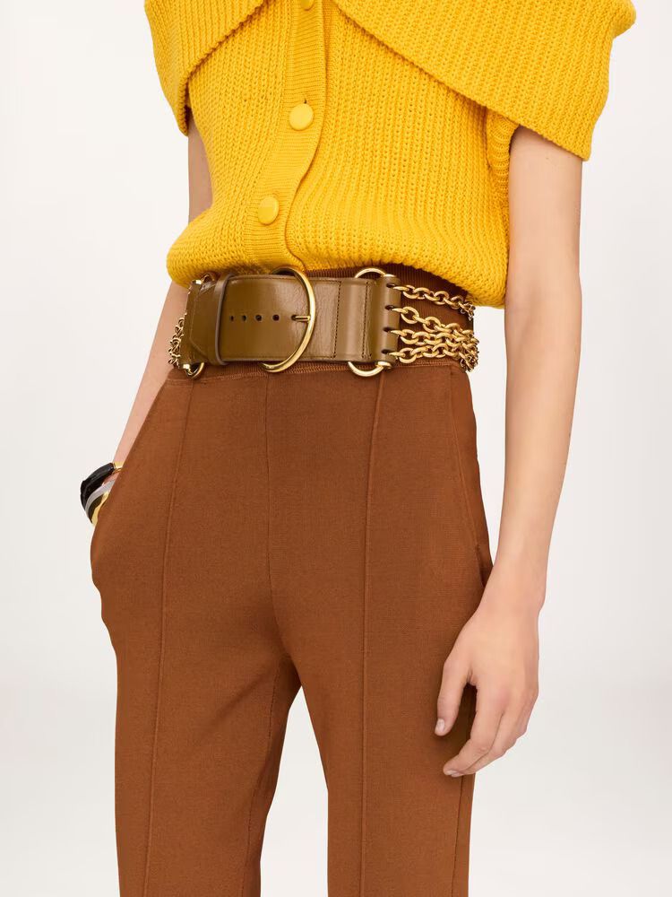 Chloé Access Belt — Kaki Leather
