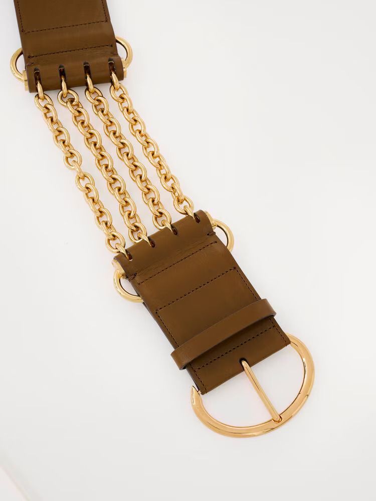 Chloé Access Belt — Kaki Leather