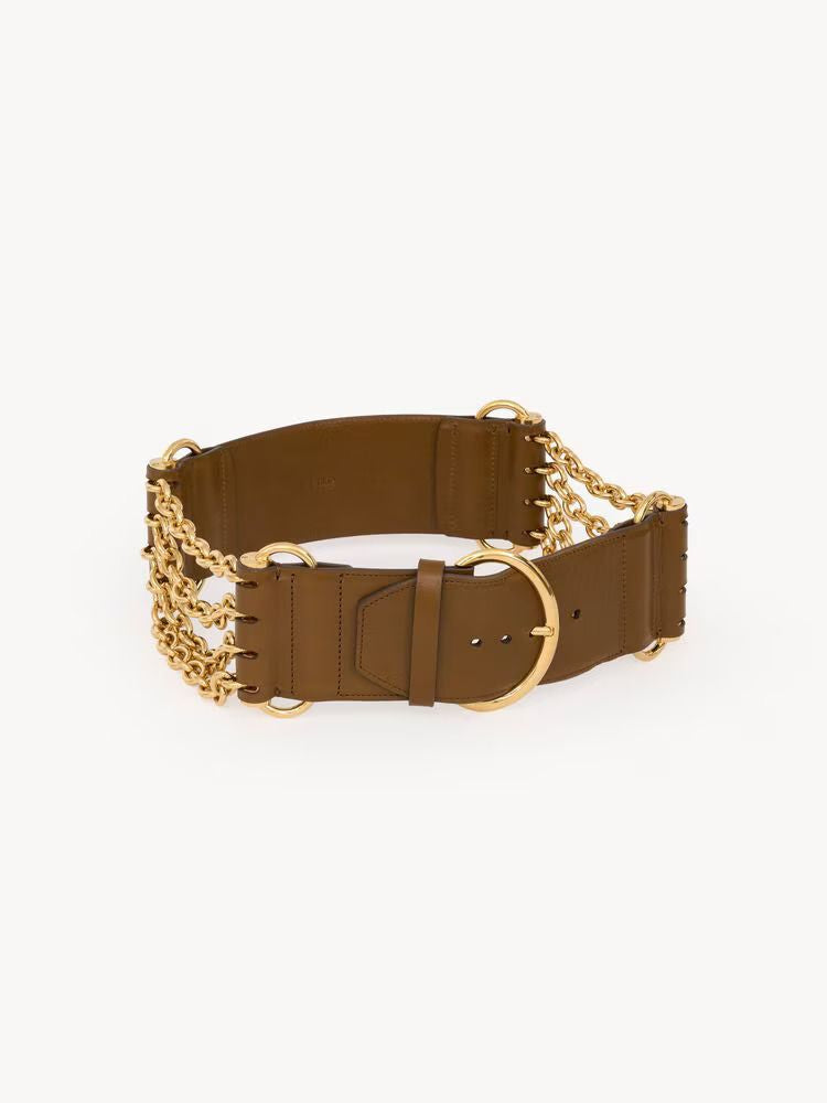 Chloé Access Belt — Kaki Leather