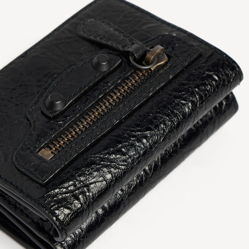 Balenciaga Crinkled Leather Card Case — Black Cases