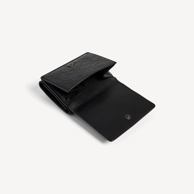 Balenciaga Crinkled Leather Card Case — Black Cases