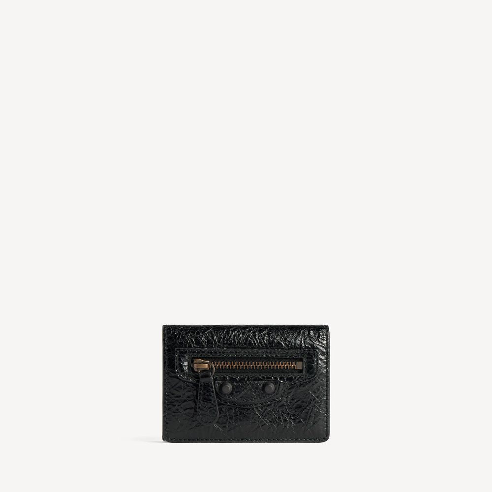 Balenciaga Crinkled Leather Card Case — Black Cases