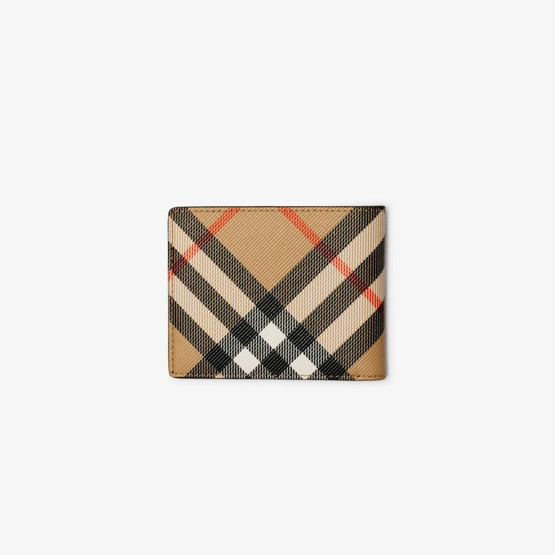 Burberry Wallet — Sand Canvas With Check Print