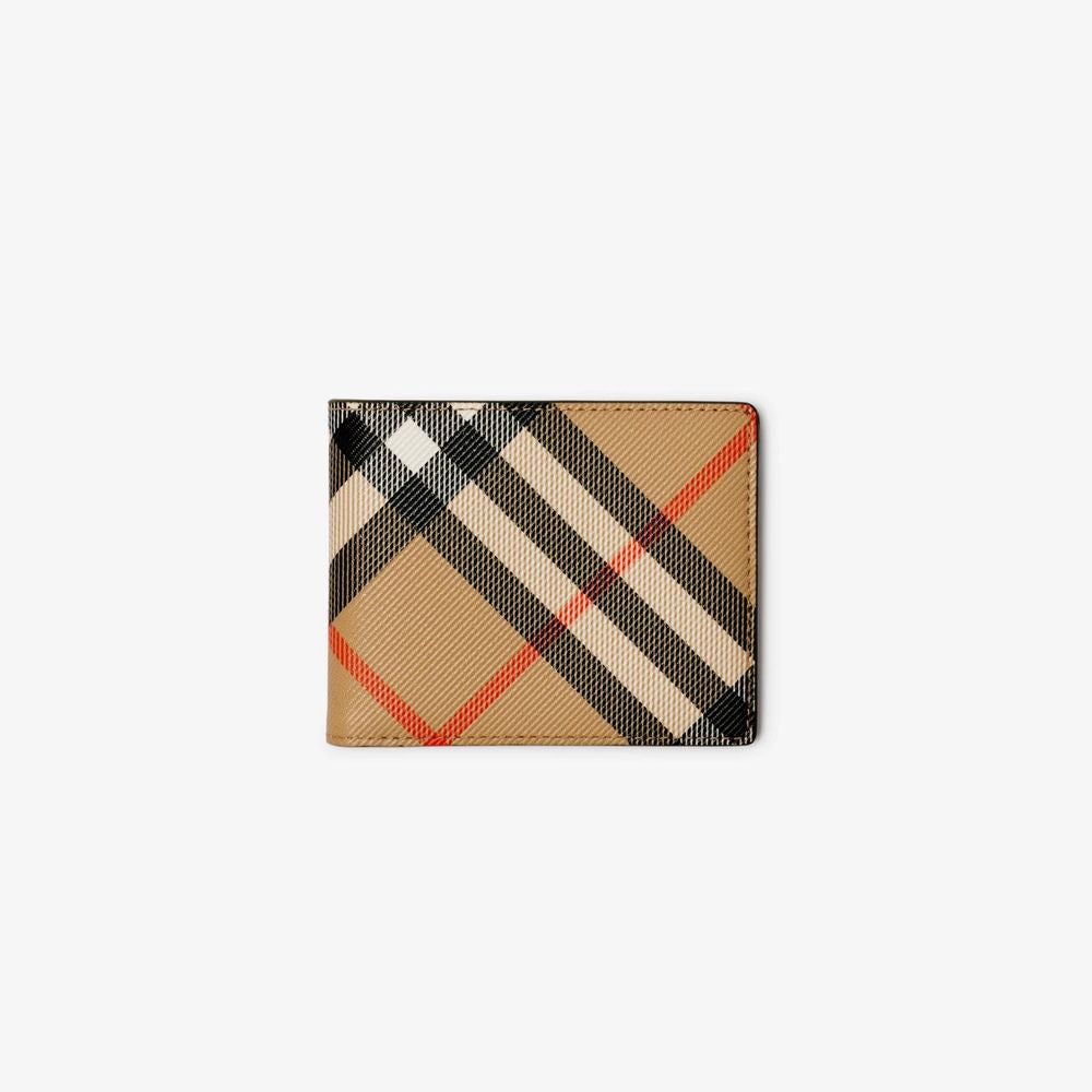 Burberry Wallet — Sand Canvas With Check Print