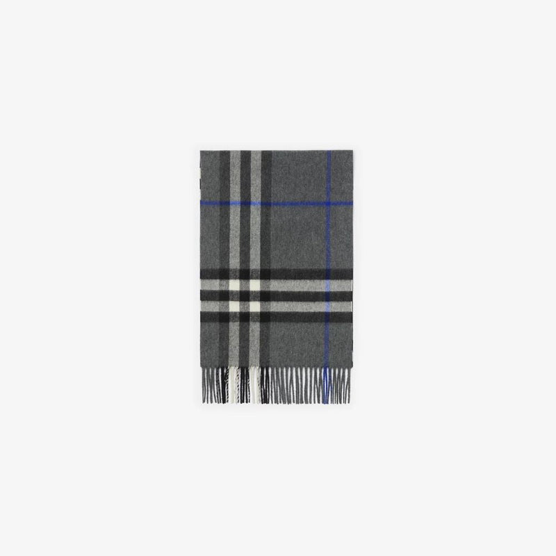 Burberry Tartan Check Scarf — Grey Wool Scarfs