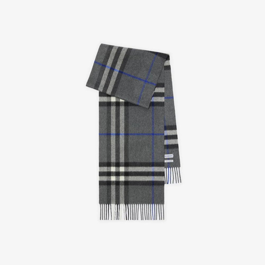Burberry Tartan Check Scarf — Grey Wool Scarfs