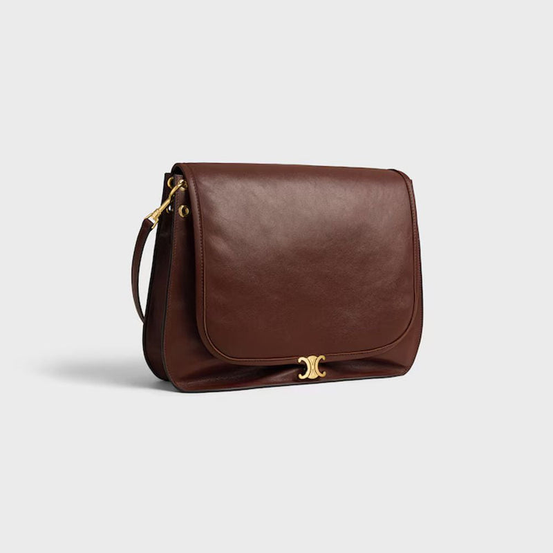 Celine H26 Shoulder Bag — Burgundy Calfskin Leather