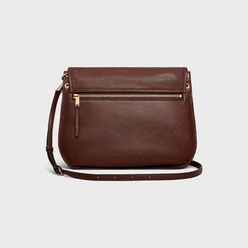 Celine H26 Shoulder Bag — Burgundy Calfskin Leather