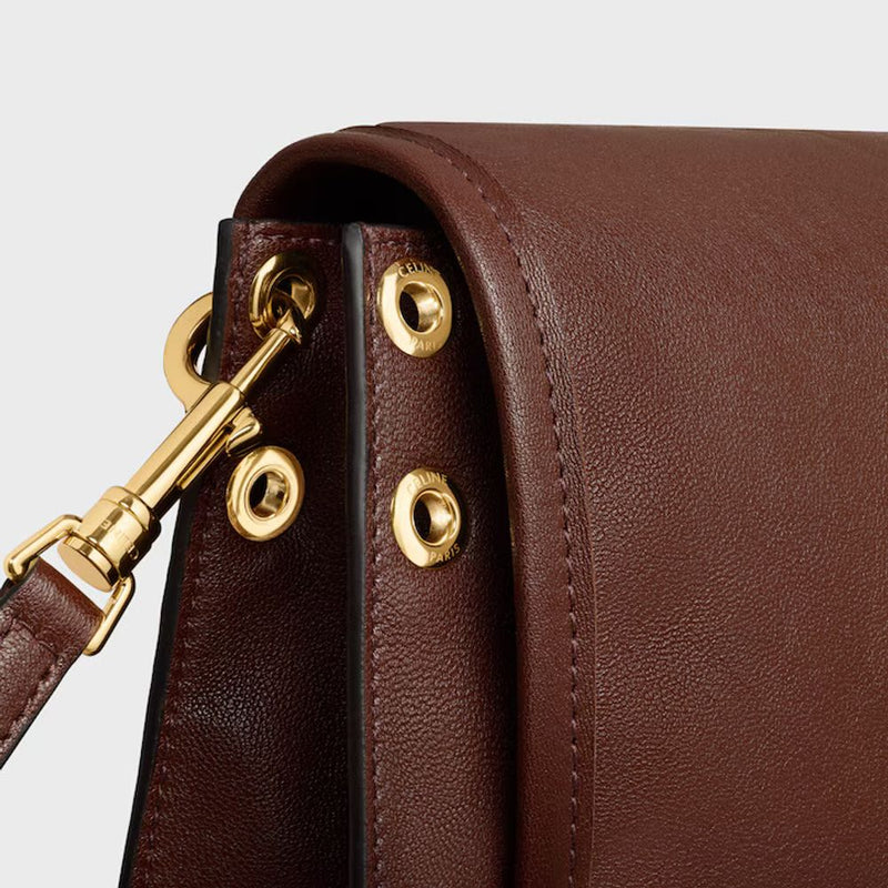 Celine H26 Shoulder Bag — Burgundy Calfskin Leather